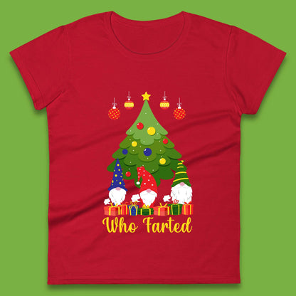 who farted christmas gnomes funny womens t shirt
