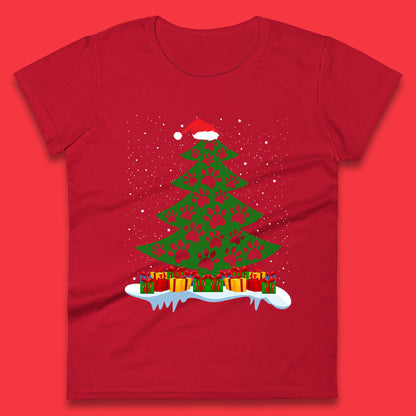 christmas tree with paw prints of dogs t shirt