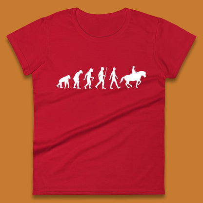 Horse Riding Evolution Equestrian Horse Racing Jockey Womens Tee Top