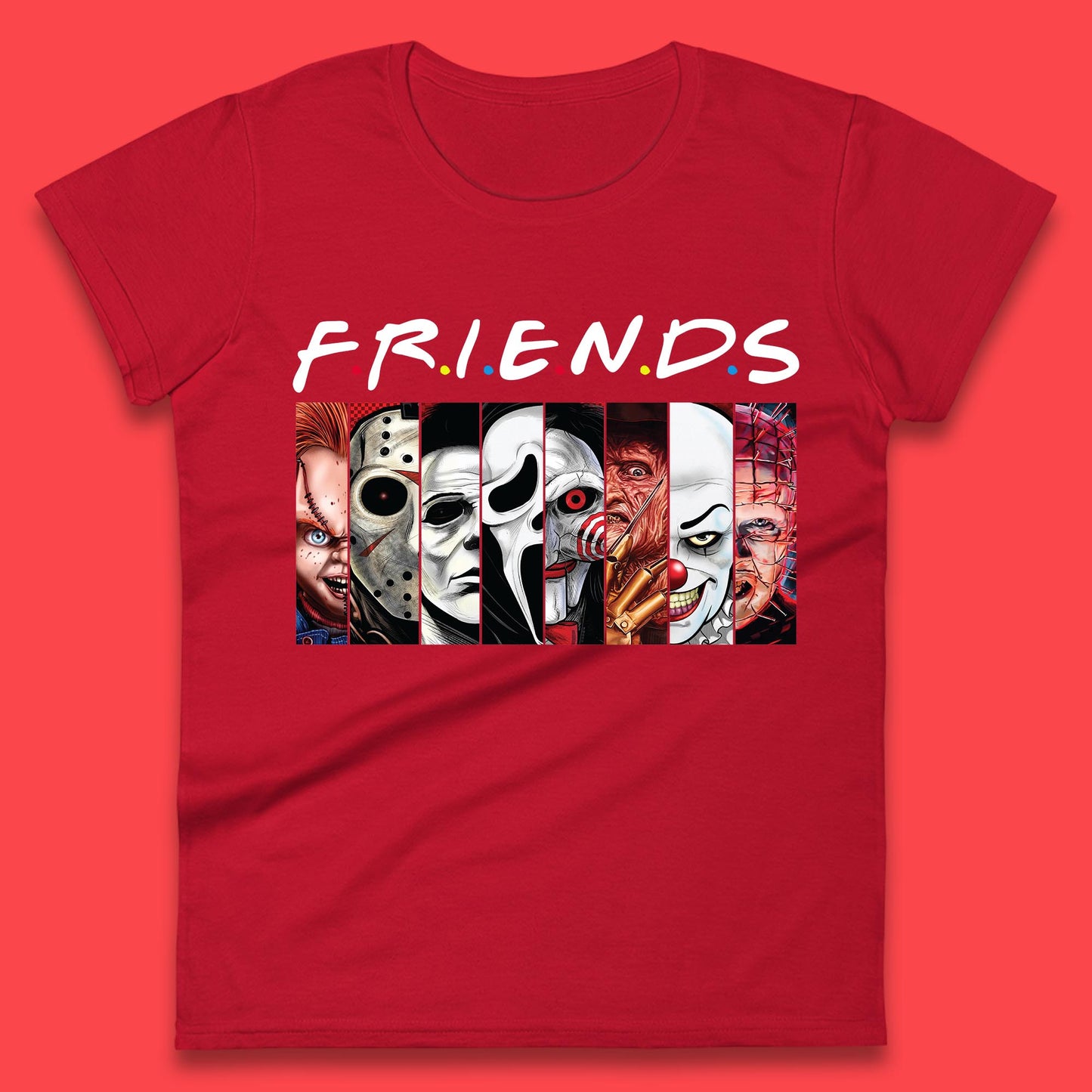 Halloween Friends Horror Movie Characters Killers Scary Friends Womens Tee Top