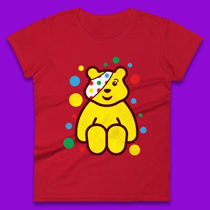 Children In Need Sitting Spotty Pudsey Bear Charity Raising Spotty Day Womens Tee Top
