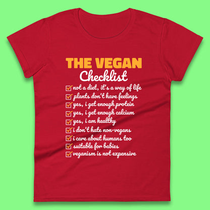 The Vegan Checklist Vegan Activism Funny Pro Vegetarian Checklist Womens Tee Top