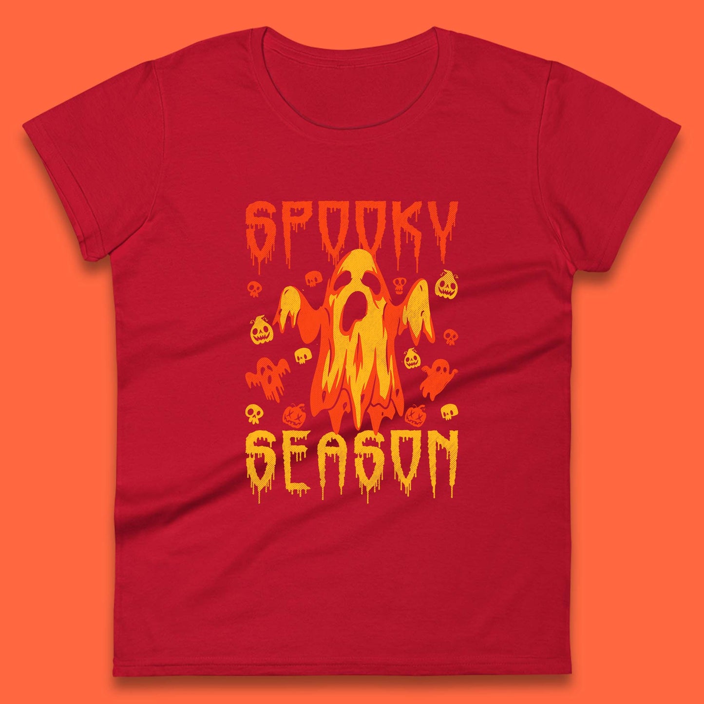 Spooky Season Halloween Ugly Scary Boo Ghost Halloween Vibes Womens Tee Top