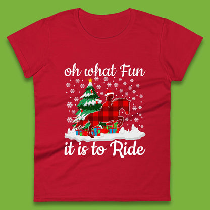 horse riding christmas womens t shirt
