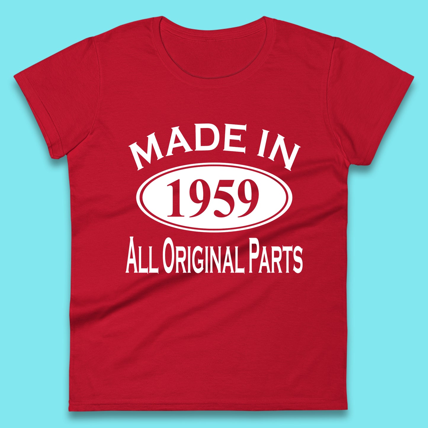 Made In 1959 All Original Parts Vintage Retro 64th Birthday Funny 64 Years Old Birthday Gift Womens Tee Top