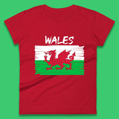 Welsh Dragon Flag Of Wales Saint Welsh Sant Dewi St. David's Day Dragon Flag Womens Tee Top