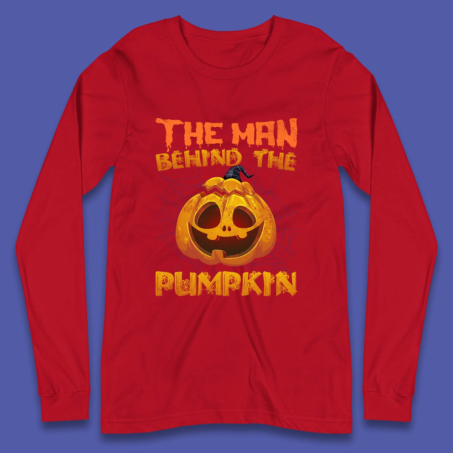 The Man Behind The Pumpkin Halloween Pregnancy Baby Announcement New Dad Gift Long Sleeve T Shirt