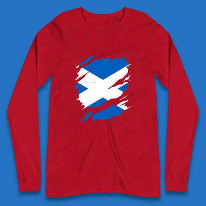Distressed Scotland Flag Scottish Heritage Ancestry Scot Pride Scottish Flag Long Sleeve T Shirt