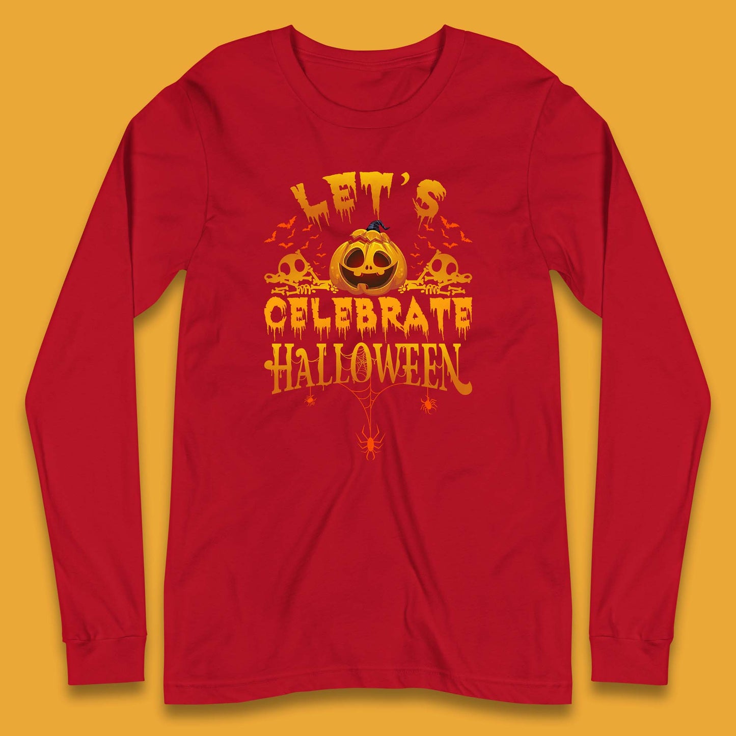 Let's Celebrate Halloween Horror Evil Pumpkin Scary Spooky Long Sleeve T Shirt