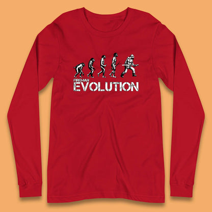 Fireman Evolution Funny Fire Brigade Service Firefighter Long Sleeve T Shirt