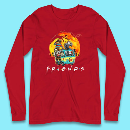 Friends Van Halloween Scooby Doo Mystery Machine Horror Movie Villians Characters Long Sleeve T Shirt