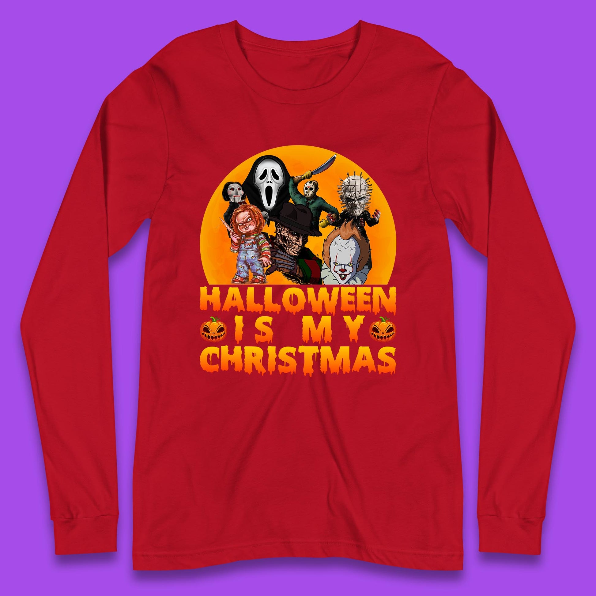 iconic horror movie characters long sleeve t shirt