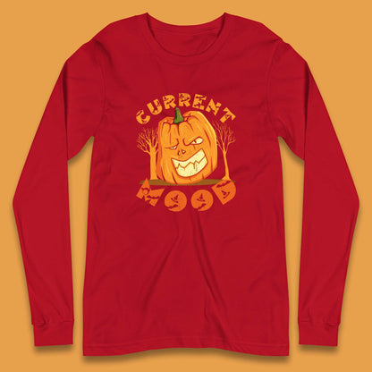 Current Mood Halloween Pumpkin Evil Scary Smile Horror Jack-o-Lantern Long Sleeve T Shirt