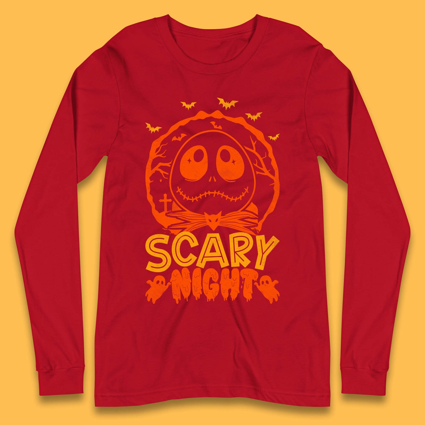 Halloween Scary Night Jack Skellington Long Sleeve T Shirt Nightmare Before Christmas Top