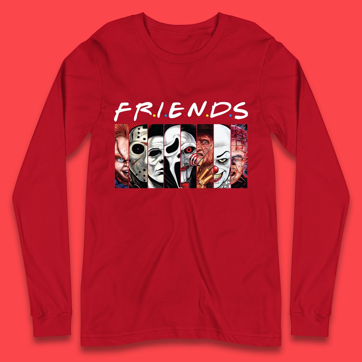 Halloween Friends Horror Movie Characters Killers Scary Friends Long Sleeve T Shirt