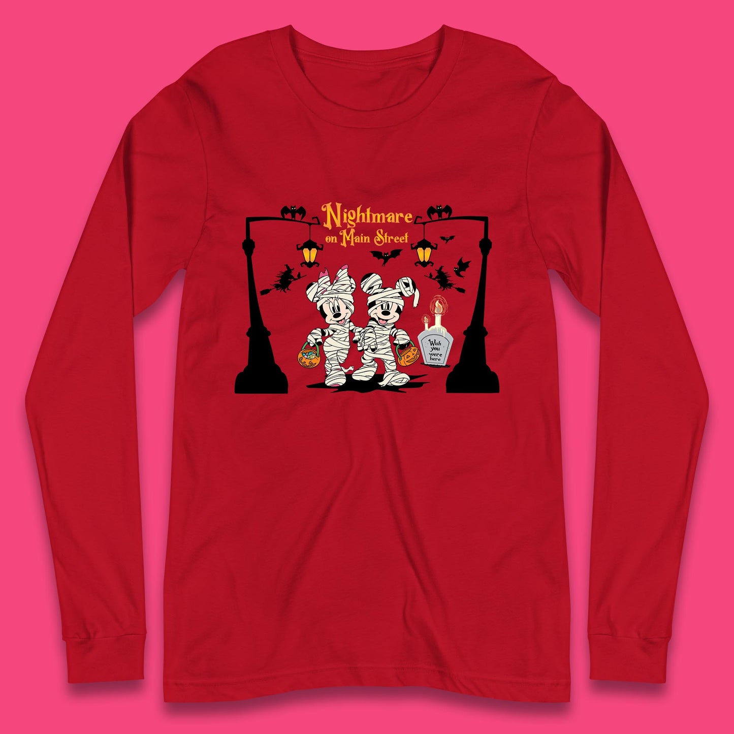 Nightmare On Main Street Disney Halloween Mickey Minnie Mouse Mummy Disneyland Trip Long Sleeve T Shirt