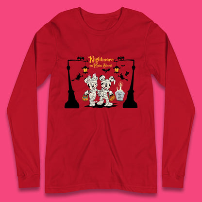 Nightmare On Main Street Disney Halloween Mickey Minnie Mouse Mummy Disneyland Trip Long Sleeve T Shirt