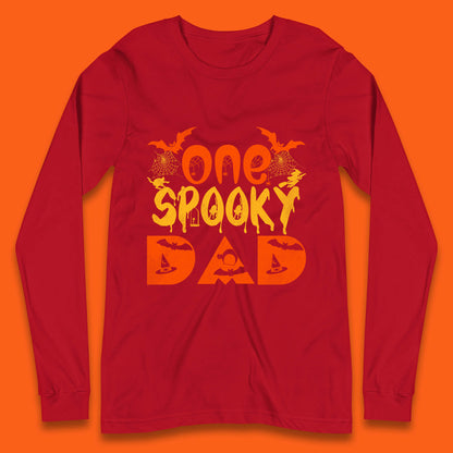 One Spooky Dad Happy Halloween Fall Season Dad Life Spooky Flying Bats Long Sleeve T Shirt