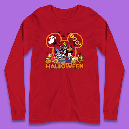 Disney Halloween Mickey Mouse Minnie Mouse Boo Ghost Friends Donald Duck Pluto Goofy Cartoon Disneyland Trip Long Sleeve T Shirt