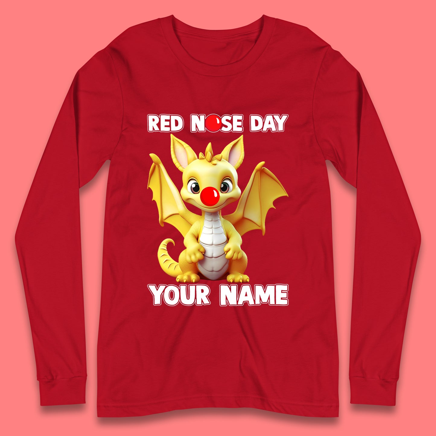 Personalised Dragon Red Nose Day Long Sleeve T-Shirt