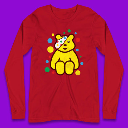 Children In Need Sitting Spotty Pudsey Bear Charity Raising Spotty Day Long Sleeve T Shirt