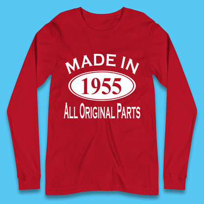 Made In 1955 All Original Parts Vintage Retro 68th Birthday Funny 68 Years Old Birthday Gift Long Sleeve T Shirt