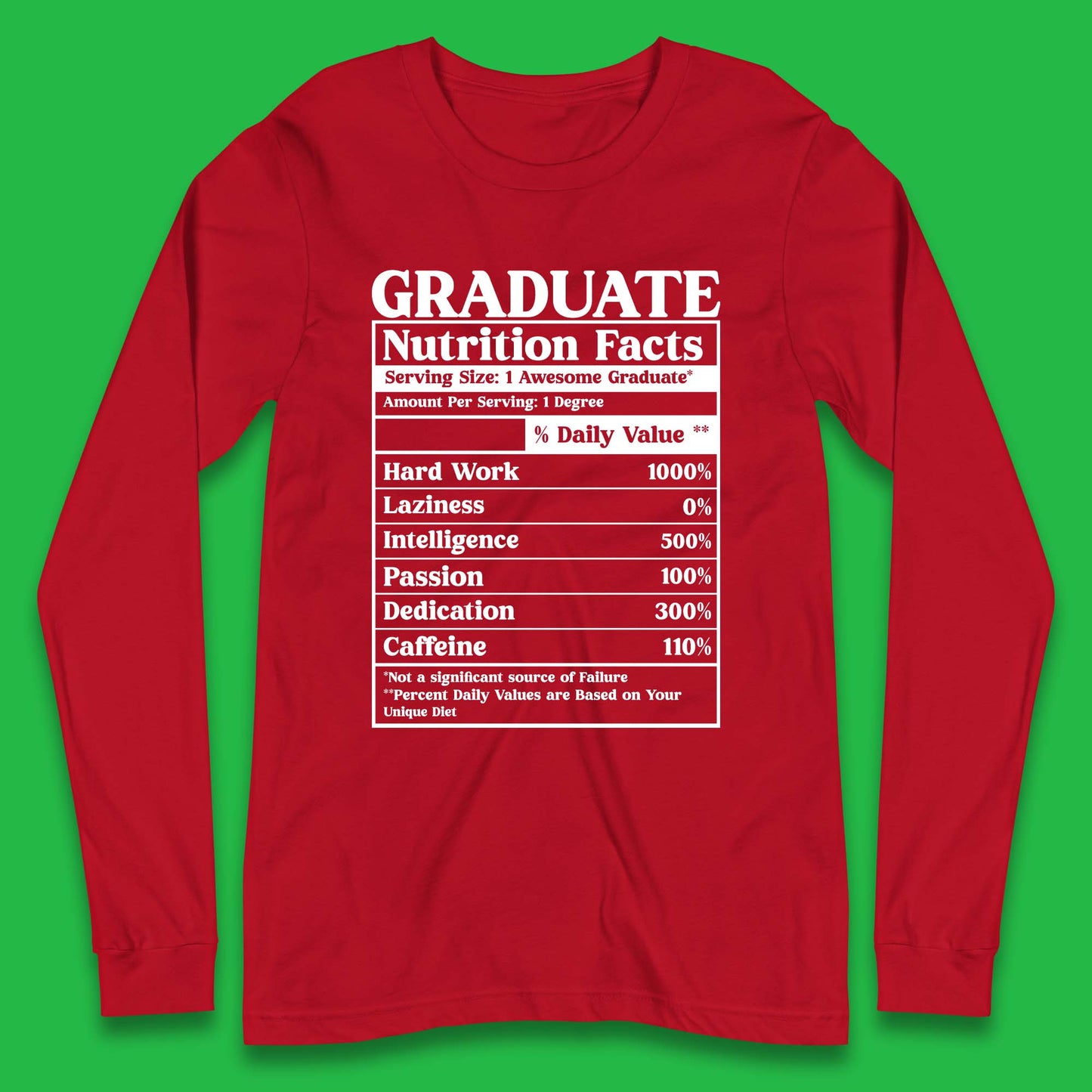 Graduate Nutrition Facts Long Sleeve T-Shirt