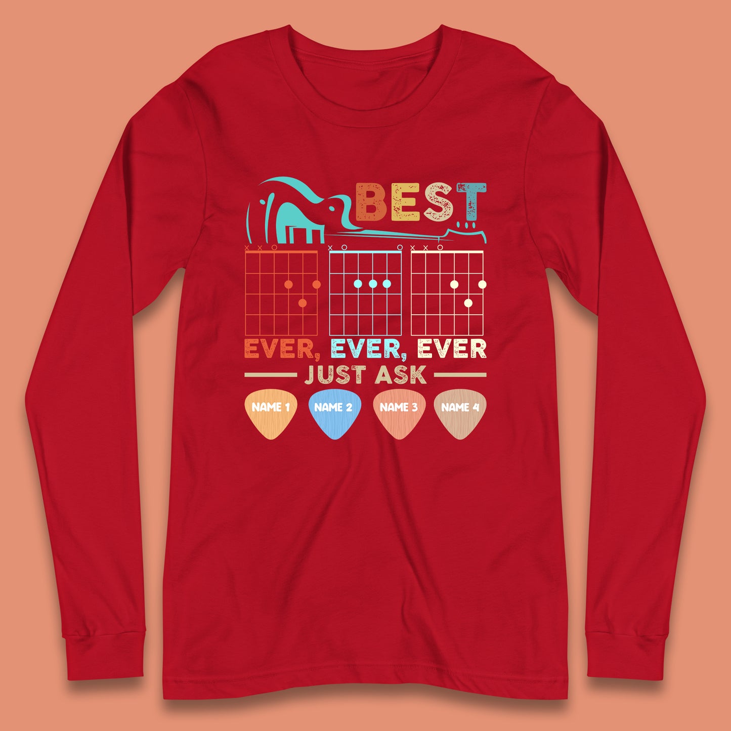 Personalised Best Guitar Dad Long Sleeve T-Shirt