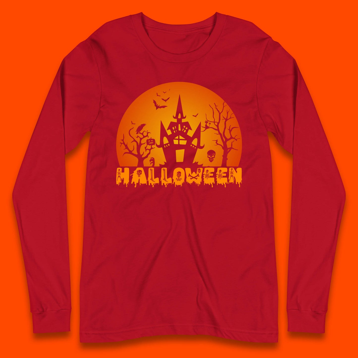 Halloween Horror Scary Hunted House Scary Spooky Night Festive Gift Long Sleeve T Shirt