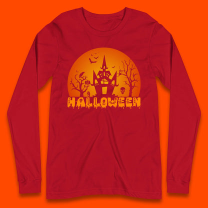 Halloween Horror Scary Hunted House Scary Spooky Night Festive Gift Long Sleeve T Shirt