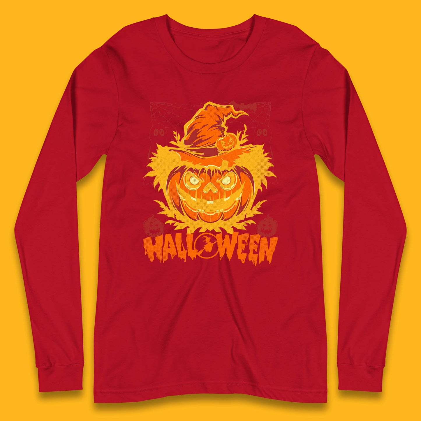Halloween Scary Pumpkin Face Jack O Lantern Horror Halloween Night Long Sleeve T Shirt