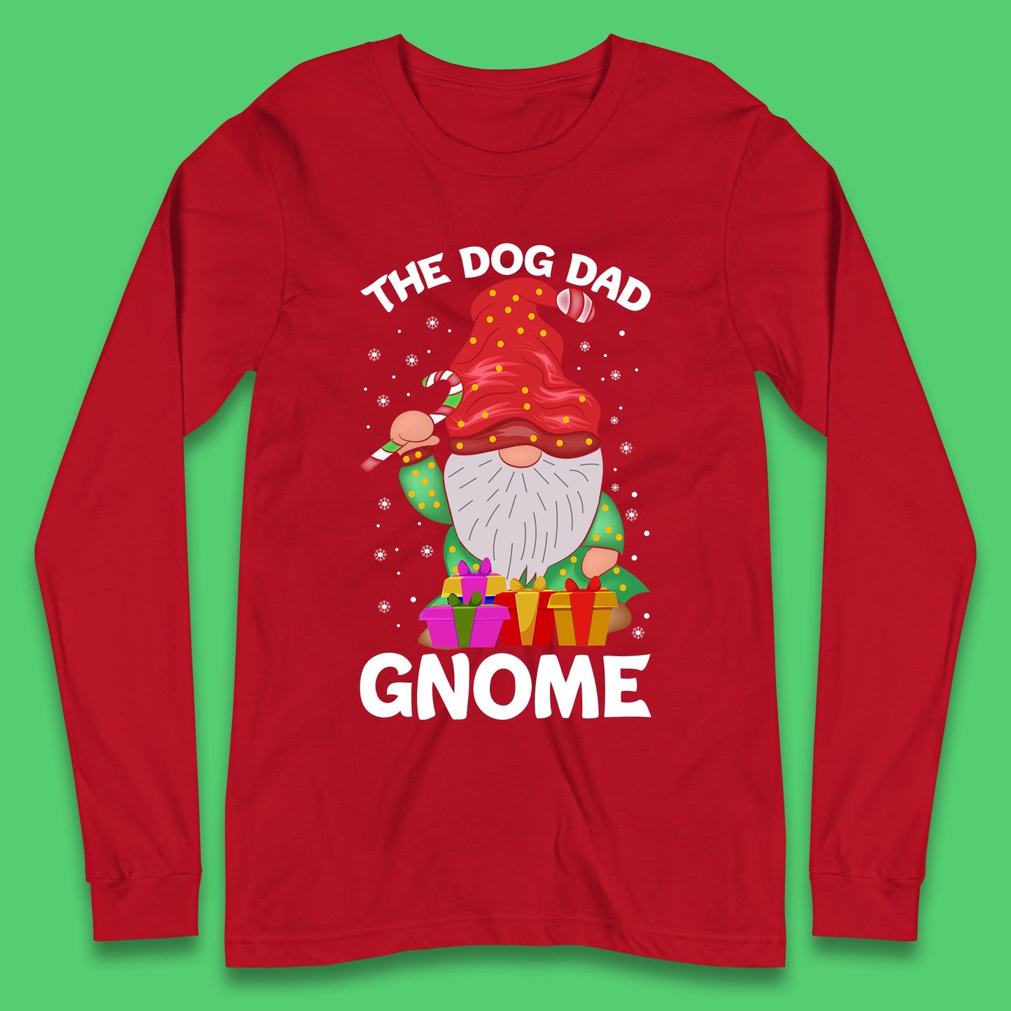 the dog dad gnome christmas long sleeve t shirt