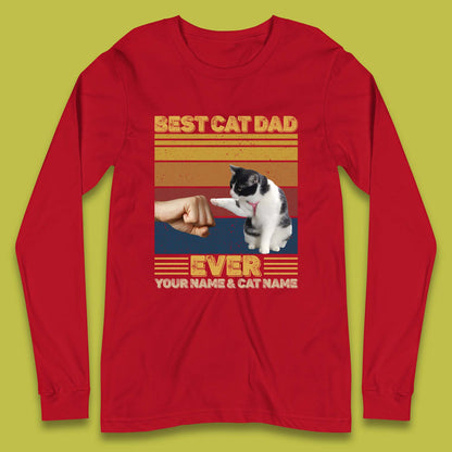 Personalised Best Cat Dad Ever Long Sleeve T-Shirt