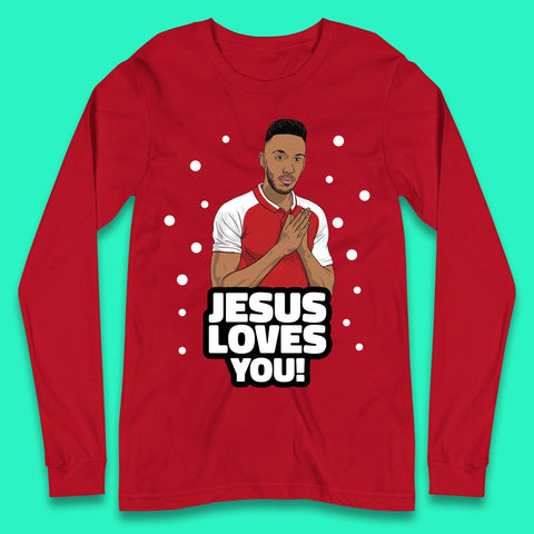 Jesus Loves You Footballer Christmas Long Sleeve T-Shirt