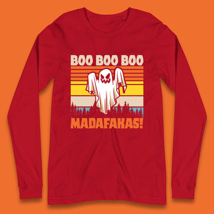Ghost Say Boo Boo Boo Madafakas Halloween Vintage Horror Scary Boo Ghost Long Sleeve T Shirt