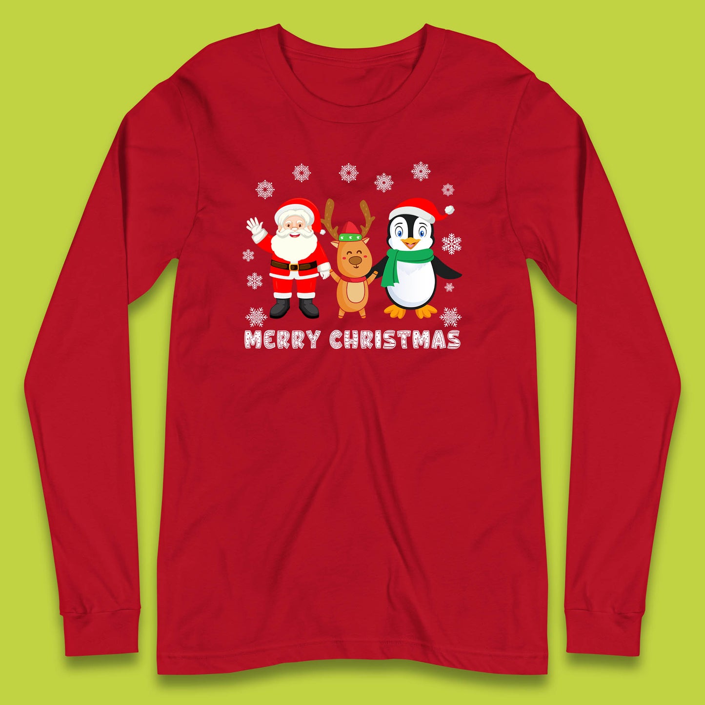 merry christmas penguin santa claus and reindeer t shirt