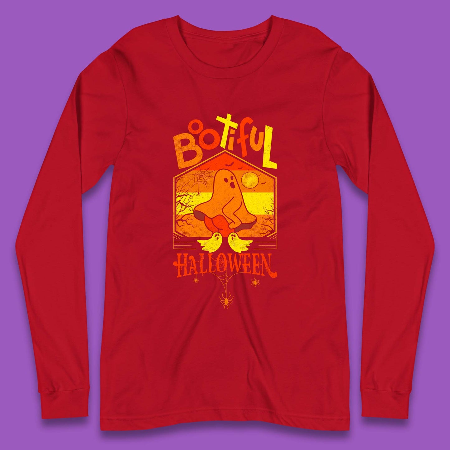 Bootiful Halloween Funny Ghost Big Butt Thick Halloween Ghost Booty Funny Humor Offensive Long Sleeve T Shirt