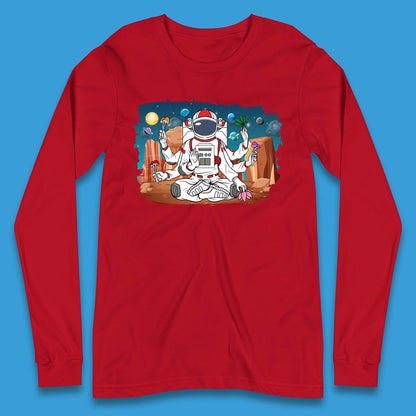 Meditating Astronaut Yoga Long Sleeve T-Shirt
