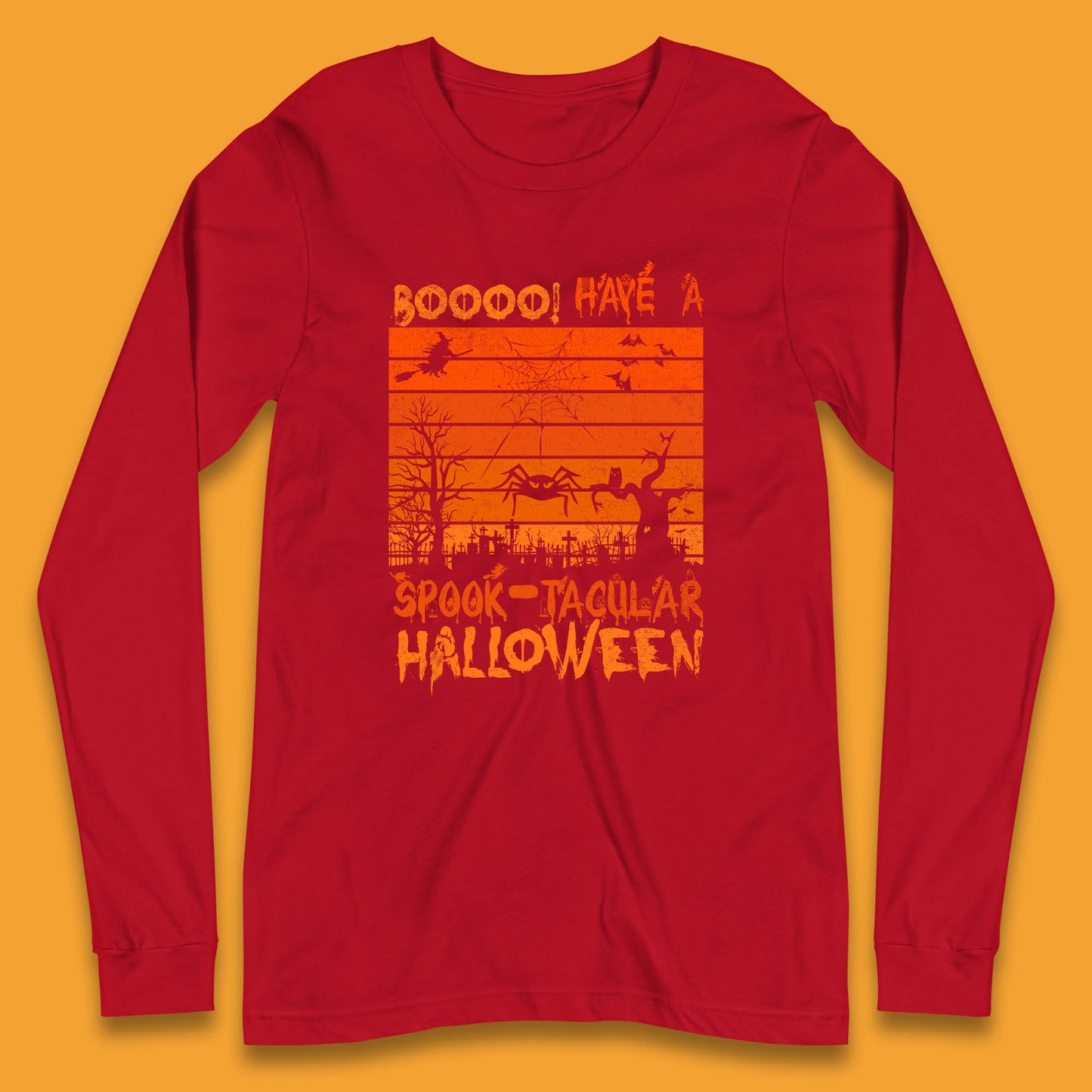 Booo Have A Spook Tacular Halloween Graveyards With Dead Tree Horror Scary Long Sleeve T Shirt