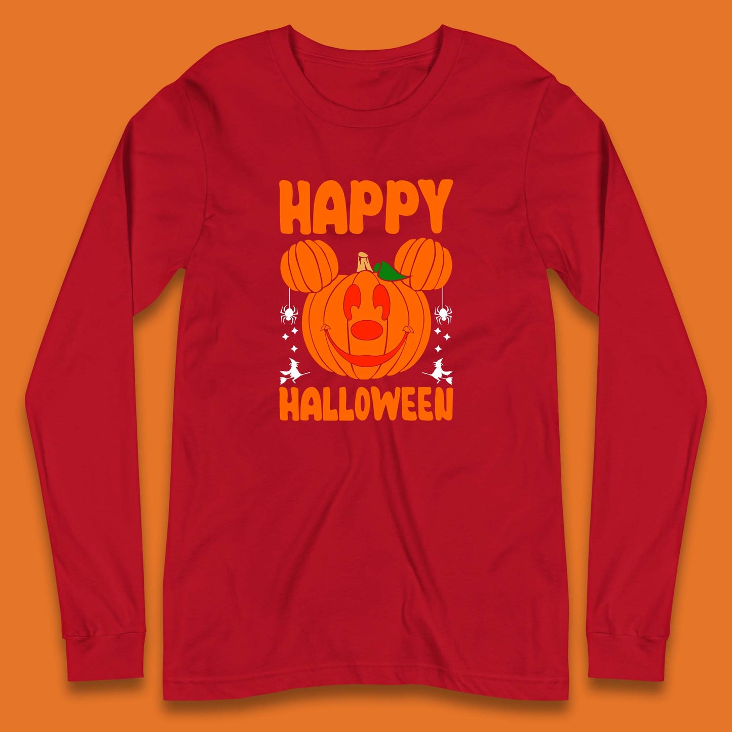 Happy Halloween Disney Mickey Mouse Jack-o-lantern Pumpkin Face Horror Scary Disney Trip Long Sleeve T Shirt