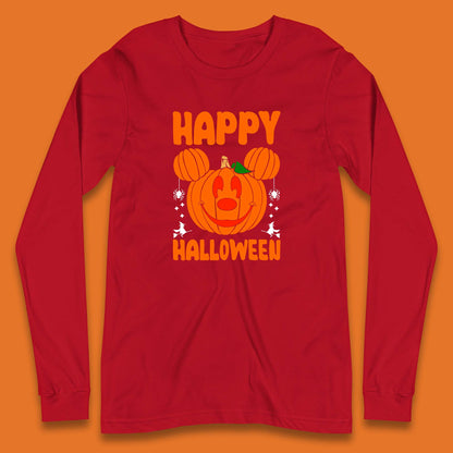 Happy Halloween Disney Mickey Mouse Jack-o-lantern Pumpkin Face Horror Scary Disney Trip Long Sleeve T Shirt