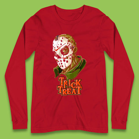 Halloween Trick Or Treat Jason Voorhees Face Mask Horror Movie Character Long Sleeve T Shirt