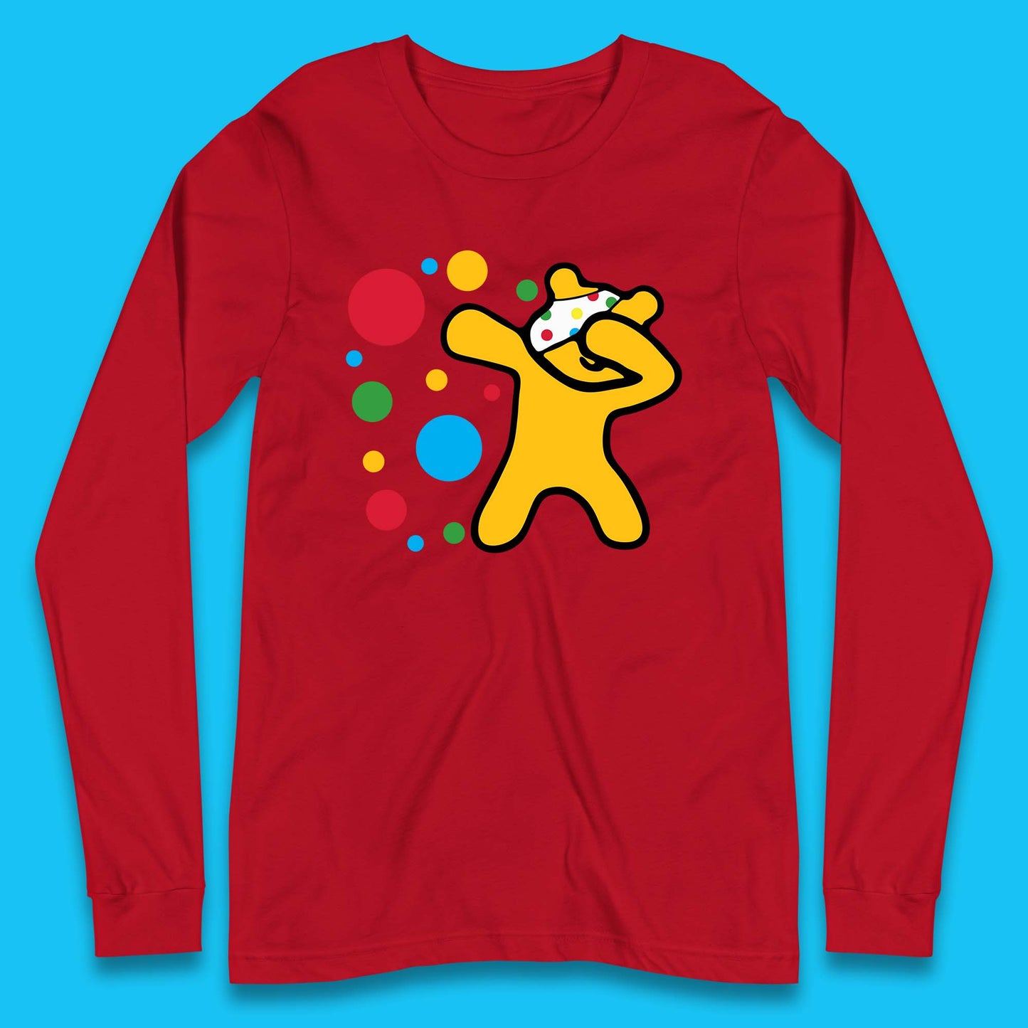 Dabbing Spotty Pudsey Bear Children In Need Dab Dance Spotty Day Donation Long Sleeve T Shirt
