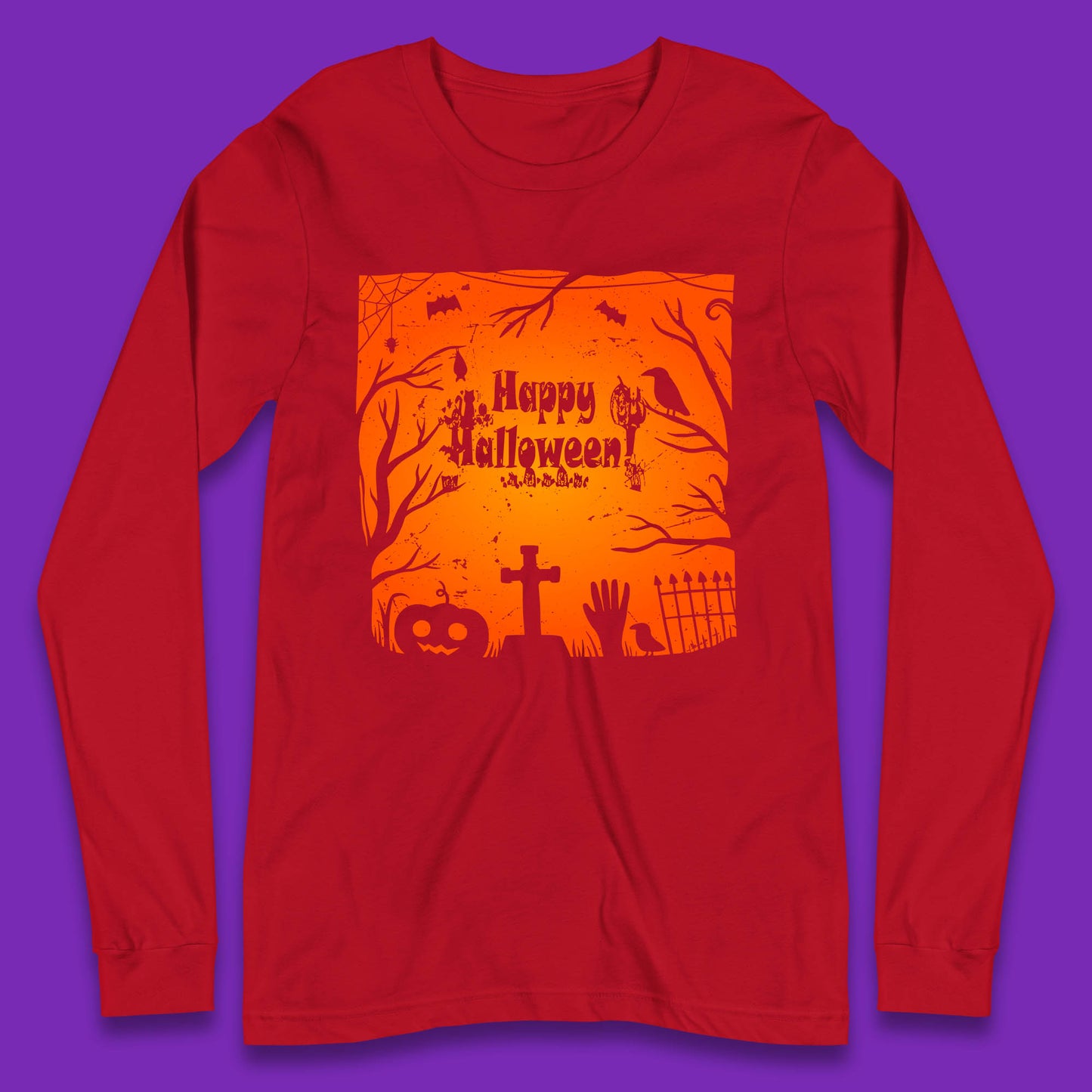 Happy Halloween Witch Hand Cross Sign Scary Pumpin Spooky Terrific Halloween Night Long Sleeve T Shirt