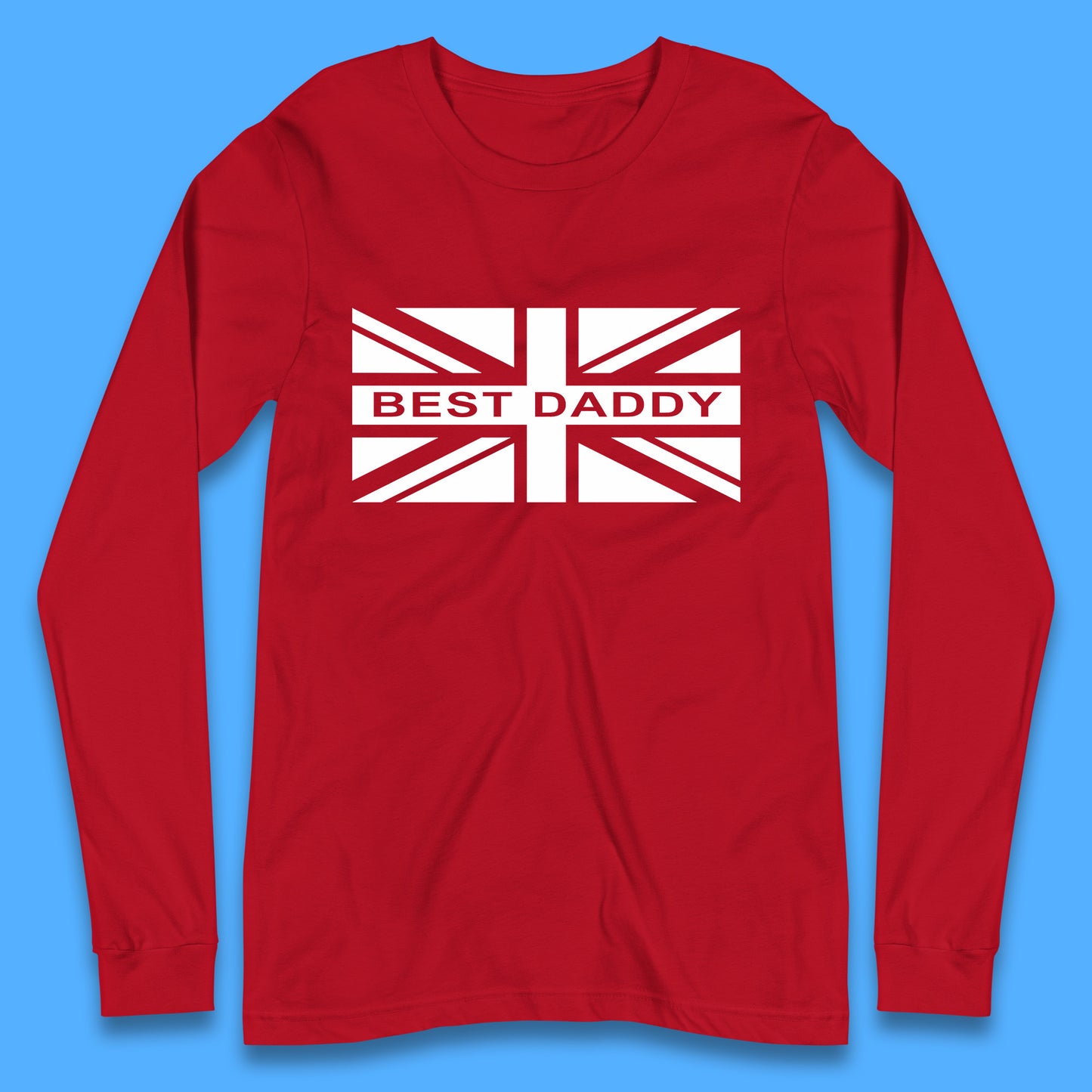Best Daddy Vintage Union Jack Great Britain United Kingdom England Flag Patriotic Dad Father's Day Long Sleeve T Shirt