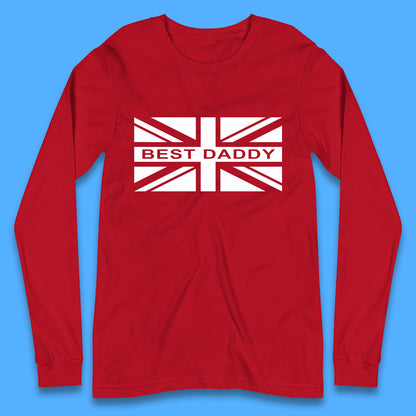 Best Daddy Vintage Union Jack Great Britain United Kingdom England Flag Patriotic Dad Father's Day Long Sleeve T Shirt