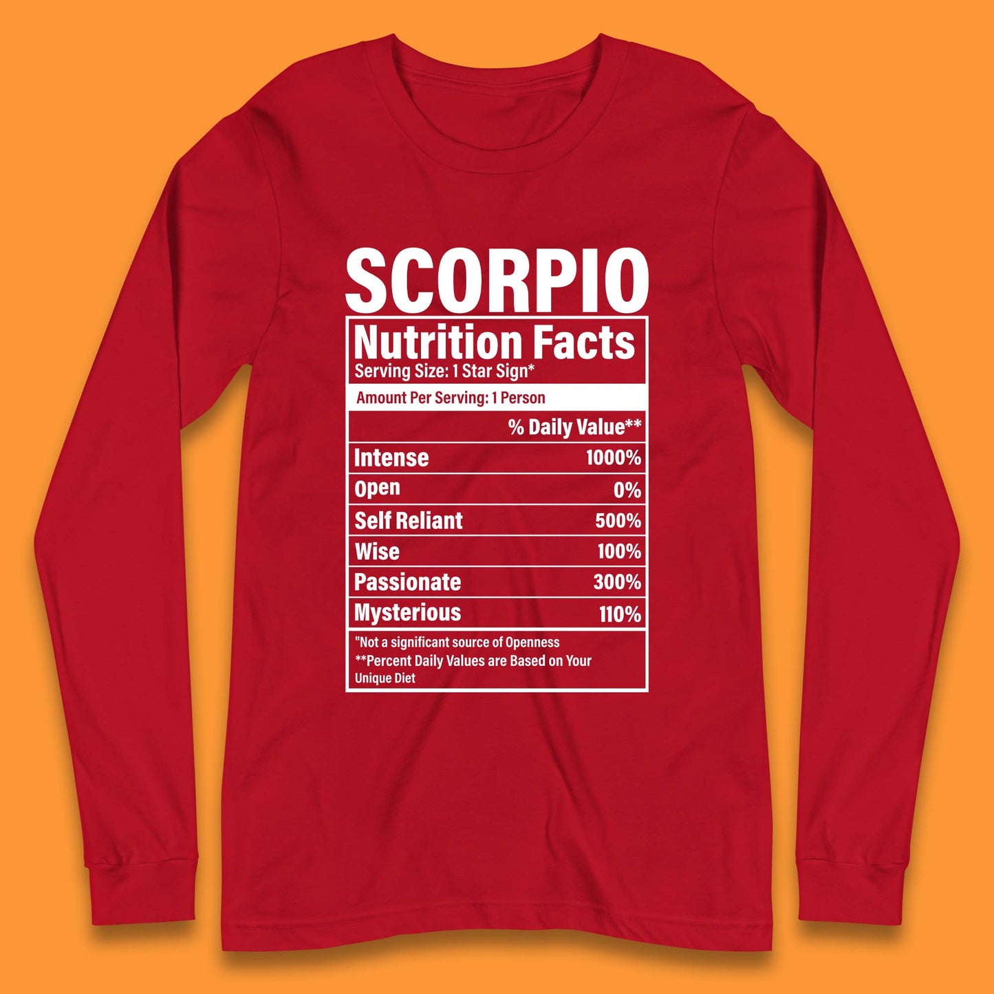 Scorpio Nutrition Facts Long Sleeve T-Shirt