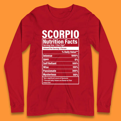 Scorpio Nutrition Facts Long Sleeve T-Shirt