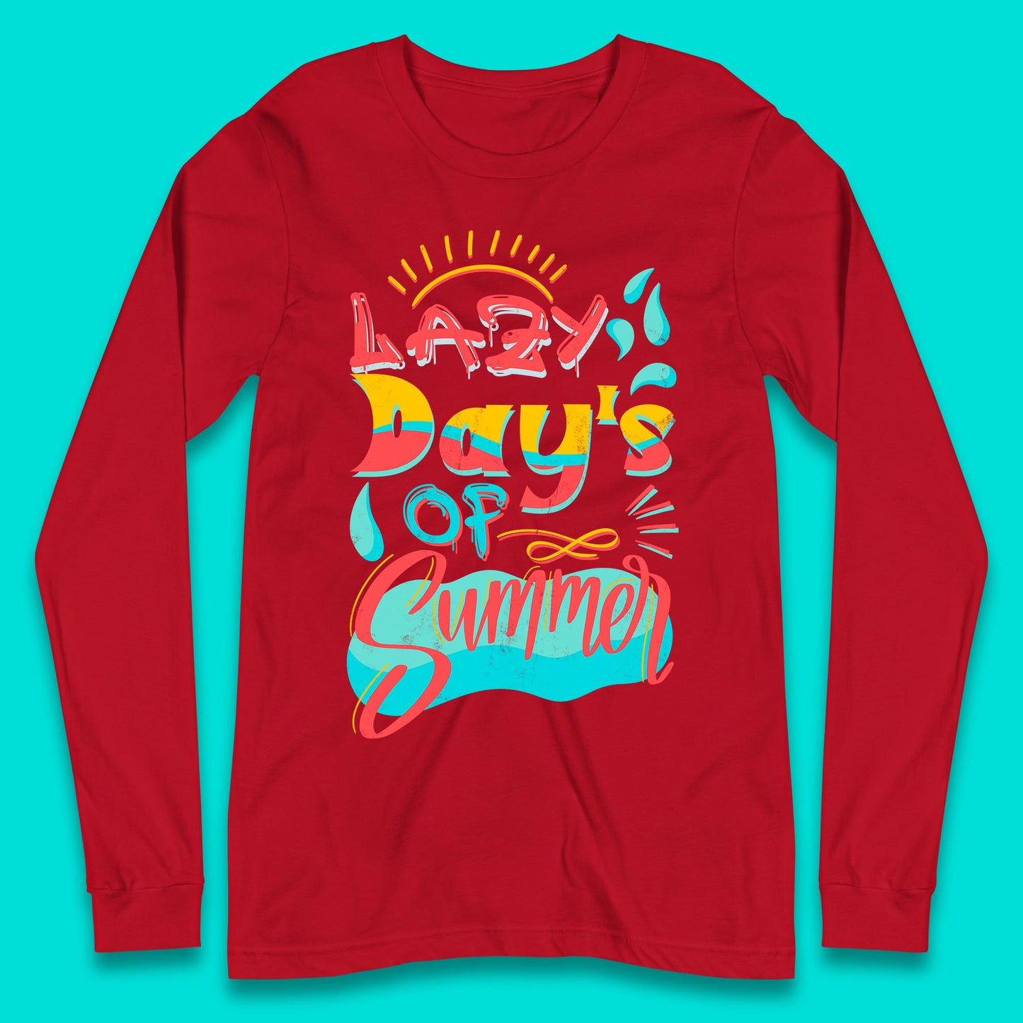 Lazy Days Of Summer Vintage Retro Sunset Surfer Beach Holiday Trip Long Sleeve T Shirt