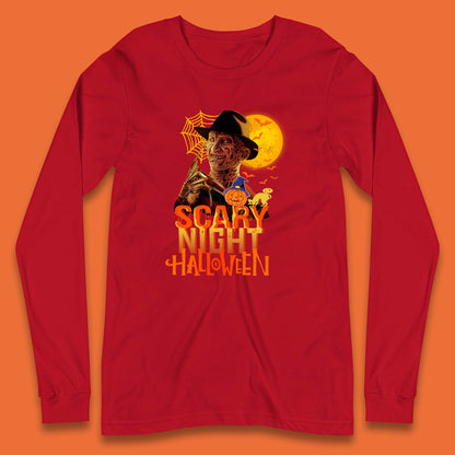 Scary Night Halloween Freddy Krueger Horror Movie Character Spooky Season Long Sleeve T Shirt